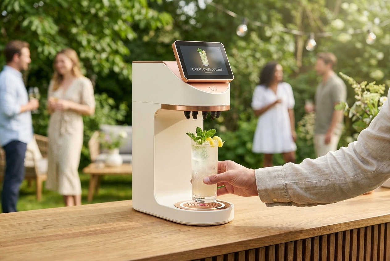 Mixaflow cocktailmaskine serverer Dansk Sommer-cocktail til fest