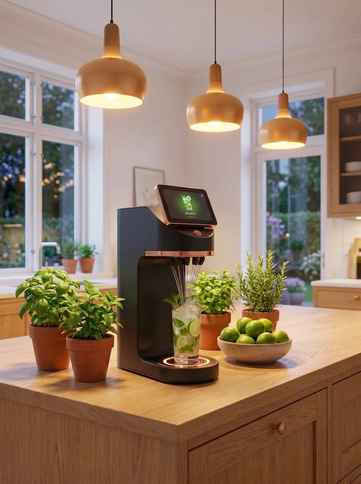 Mixaflow cocktailmaskine på en køkkenø derhjemme