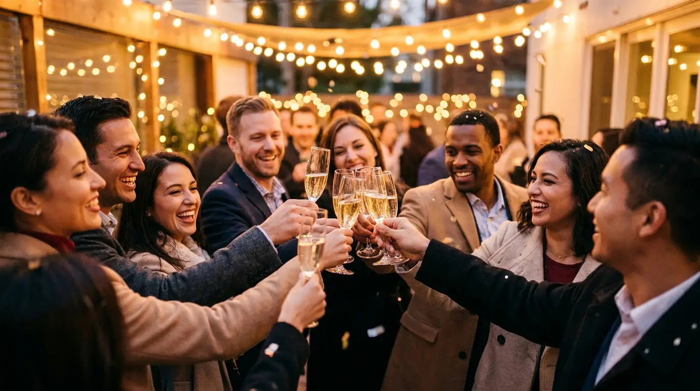 Venner skåler med champagne til nytår – Mixaflow