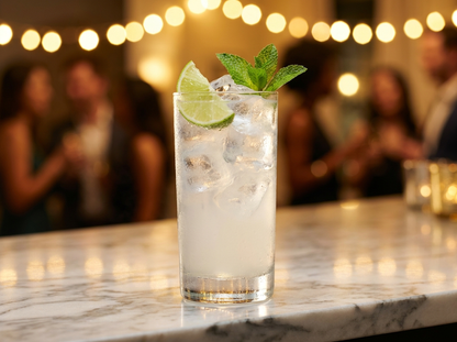 Frisk Gin Fizz cocktail med lime og mynte