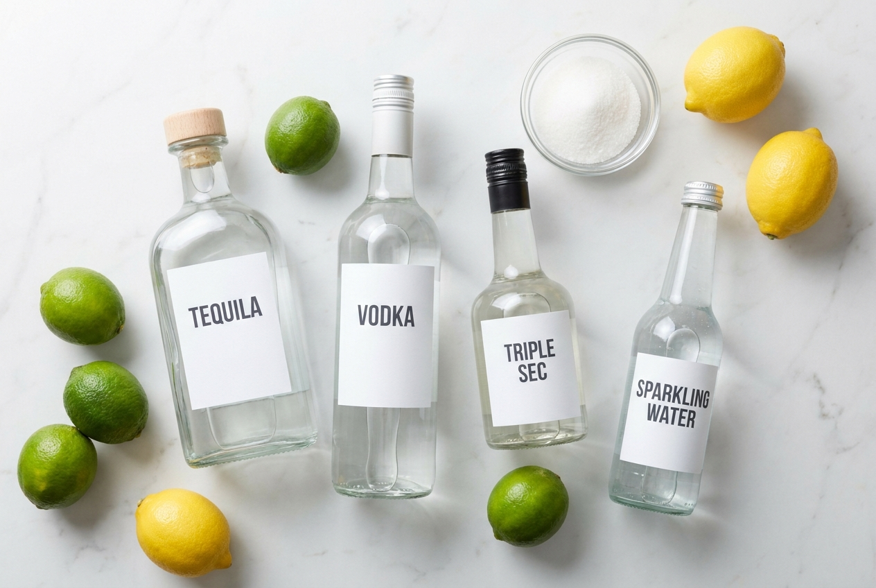 Ingredienser til Tequila-bar cocktailpakke — varer du selv køber i Danmark