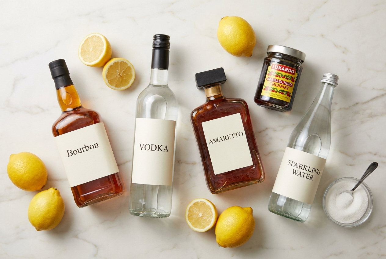 Ingredienser til Whisky-bar cocktailpakke — varer du selv køber i Danmark